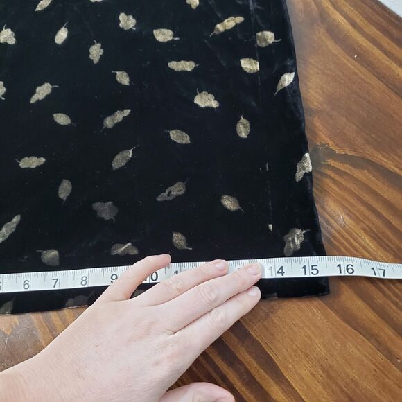 Anthropologie Elevenses Ultra Wide Leg Velvet Silk Pants Women's 6 Black Leaf - Picture 12 of 12